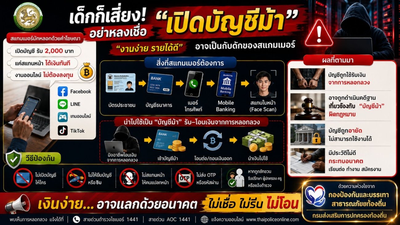 การสร้างความรู้ความเข้าใจเพื่อป้องกันการหลอกลวงทางออนไลน์ (Scammer)